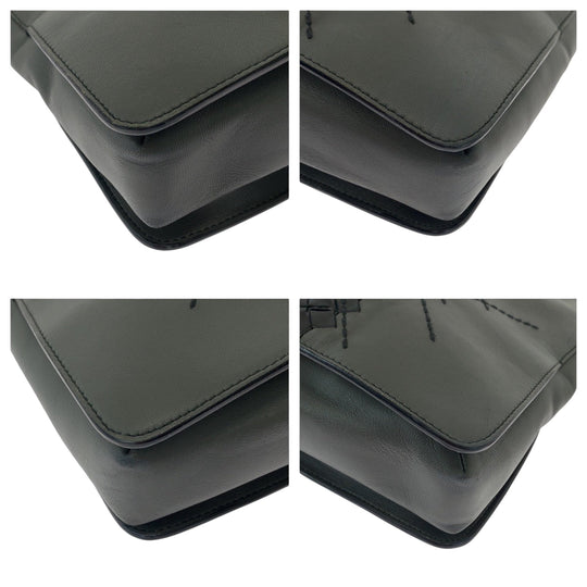 BOTTEGAVENETA Clutch bag BO633808N leather gray black black Clutch bag business bag INTRECCIATO mens Used Authentic