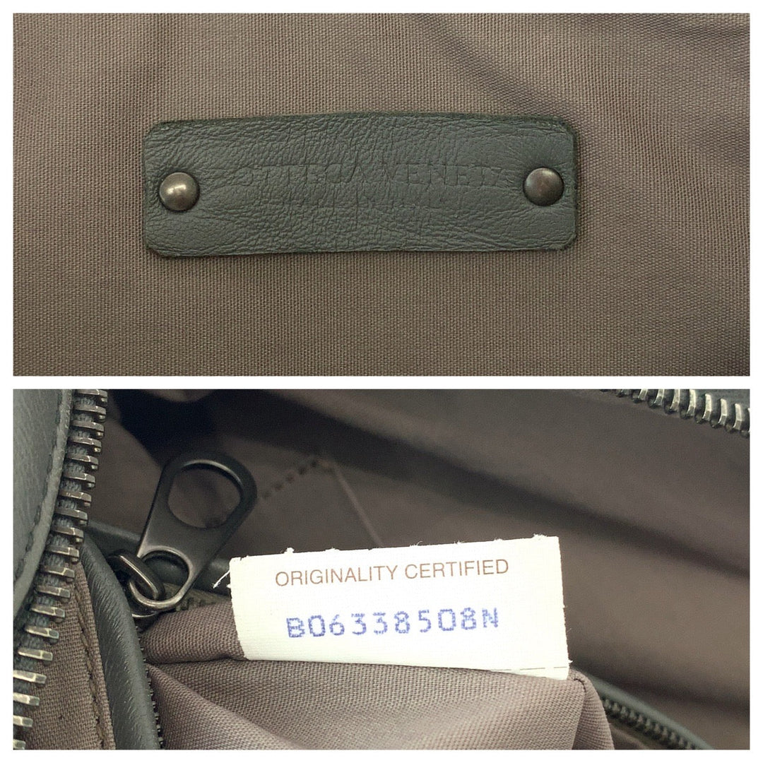 BOTTEGAVENETA Clutch bag BO633808N leather gray black black Clutch bag business bag INTRECCIATO mens Used Authentic