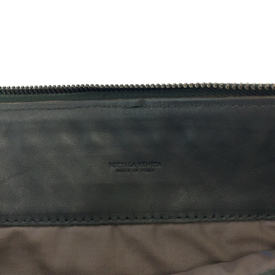 BOTTEGAVENETA Clutch bag leather Grey SilverMetal Clutch bag business bag INTRECCIATO mens Used Authentic
