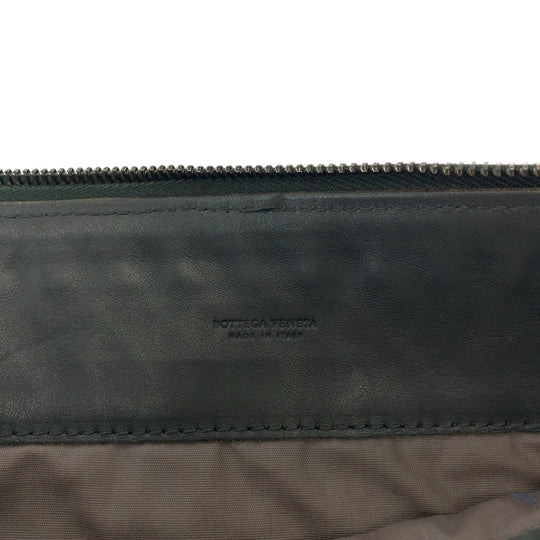 BOTTEGAVENETA Clutch bag leather Grey SilverMetal Clutch bag business bag INTRECCIATO mens Used Authentic