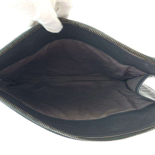 BOTTEGAVENETA Clutch bag leather Grey SilverMetal Clutch bag business bag INTRECCIATO mens Used Authentic
