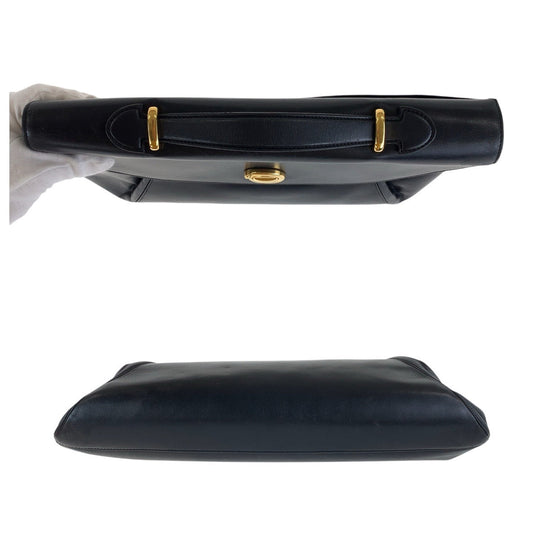 CARTIER Business bag leather Black Blue Gold Metal Business bag briefcase PANTHERE mens Used Authentic