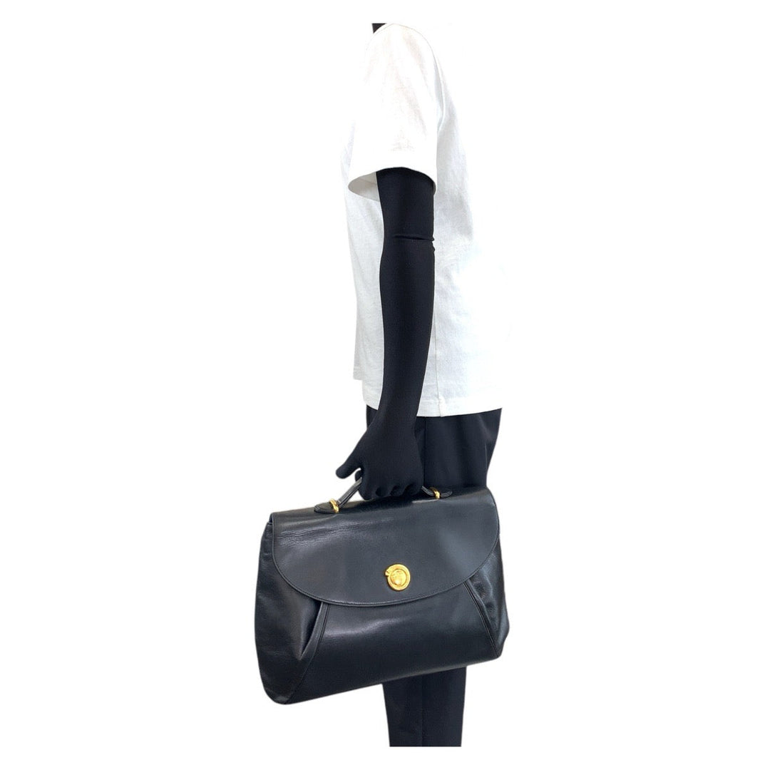 CARTIER Business bag leather Black Blue Gold Metal Business bag briefcase PANTHERE mens Used Authentic