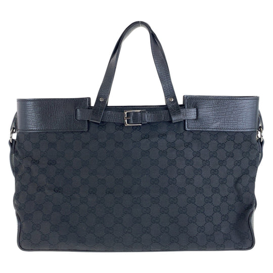 GUCCI Tote Bag 106251 GG canvas, leather Black SilverMetal Tote Bag handbag mens Used Authentic