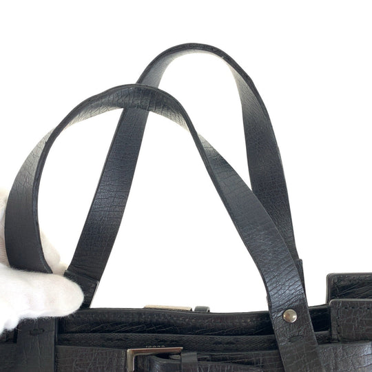 GUCCI Tote Bag 106251 GG canvas, leather Black SilverMetal Tote Bag handbag mens Used Authentic