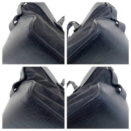 GUCCI Tote Bag 106251 GG canvas, leather Black SilverMetal Tote Bag handbag mens Used Authentic