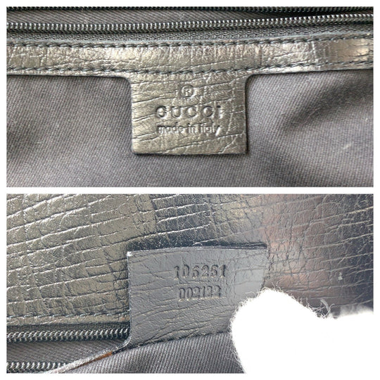 GUCCI Tote Bag 106251 GG canvas, leather Black SilverMetal Tote Bag handbag mens Used Authentic