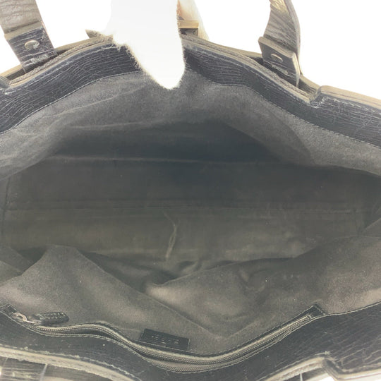 GUCCI Tote Bag 106251 GG canvas, leather Black SilverMetal Tote Bag handbag mens Used Authentic