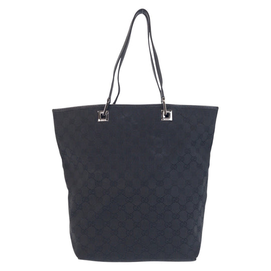 GUCCI Tote Bag 31243 GG canvas, leather Black black Tote Bag Shoulder Bag Women Used Authentic
