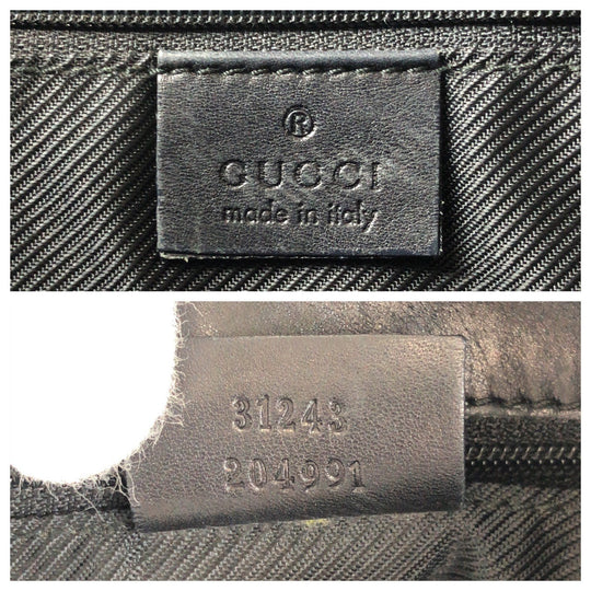 GUCCI Tote Bag 31243 GG canvas, leather Black black Tote Bag Shoulder Bag Women Used Authentic