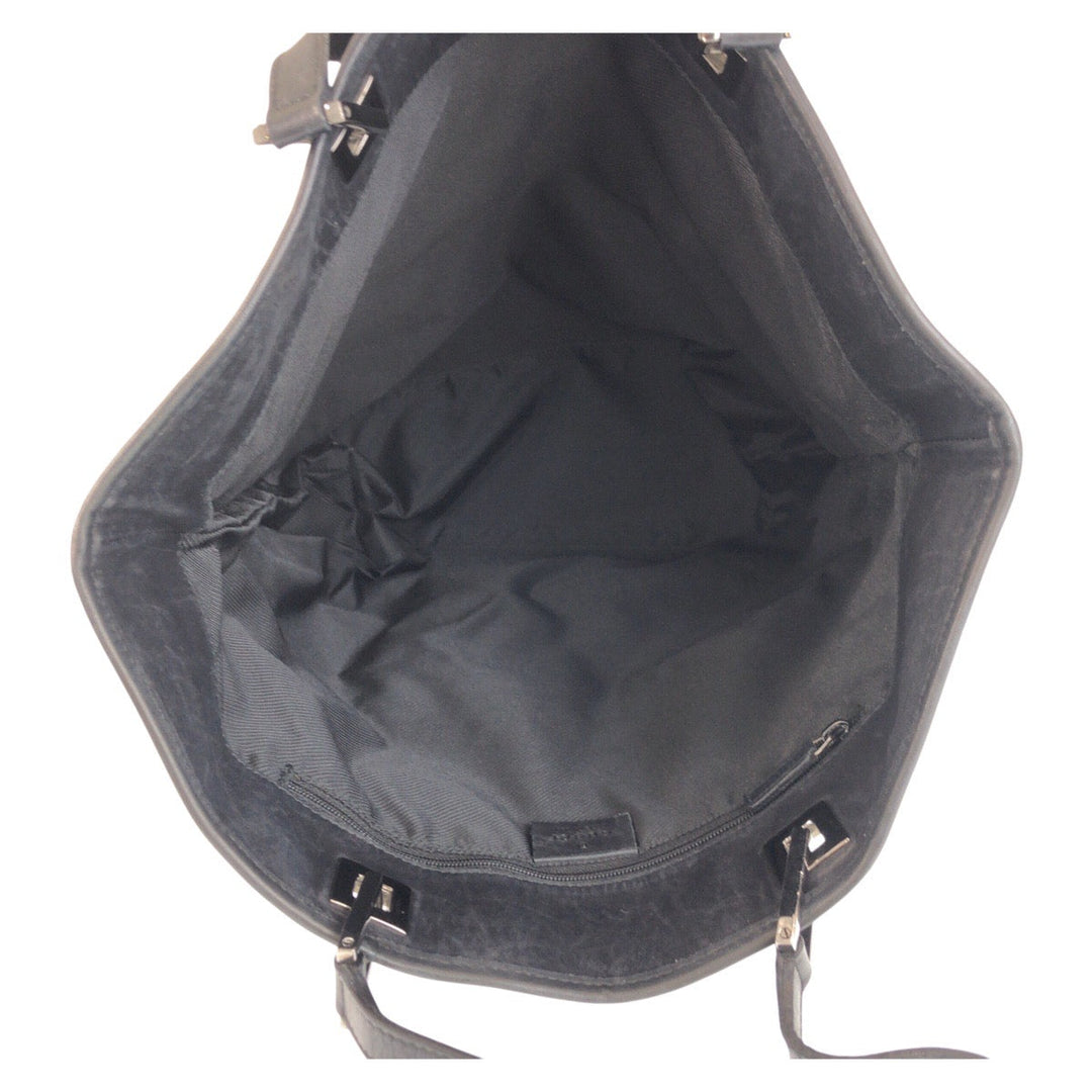 GUCCI Tote Bag 31243 GG canvas, leather Black black Tote Bag Shoulder Bag Women Used Authentic