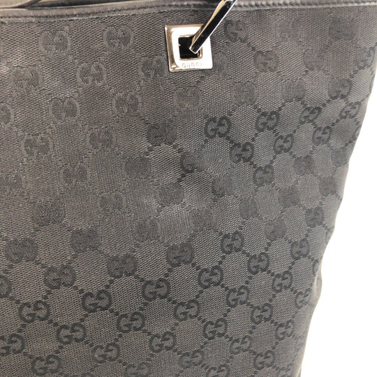 GUCCI Tote Bag 31243 GG canvas, leather Black black Tote Bag Shoulder Bag Women Used Authentic