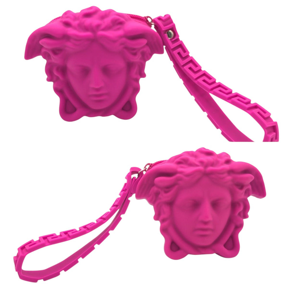 VERSACE Watches WR 3ATM silicon pink Watch with pouch, working Medusa Women Used Authentic