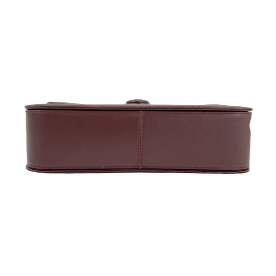 CARTIER Shoulder Bag leather Bordeaux Gold Metal Shoulder Bag pochette Must Line Women Used Authentic