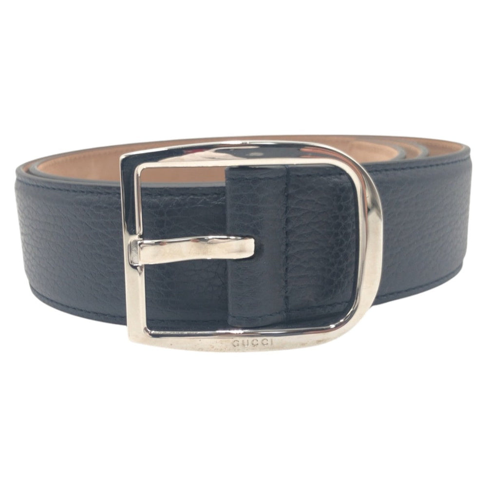 GUCCI belt 449716 90 34 leather Navy Silver mens Used Authentic