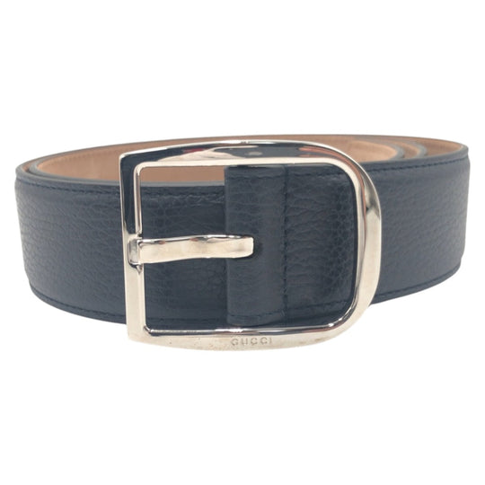 GUCCI belt 449716 90 34 leather Navy Silver mens Used Authentic