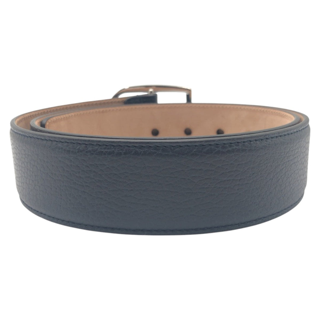 GUCCI belt 449716 90 34 leather Navy Silver mens Used Authentic