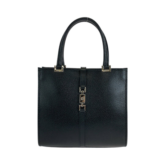 GUCCI Tote Bag 002 1065 leather Black SilverMetal Tote Bag handbag Jackie Women Used Authentic