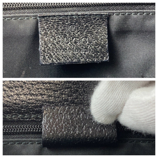 GUCCI Tote Bag 002 1065 leather Black SilverMetal Tote Bag handbag Jackie Women Used Authentic