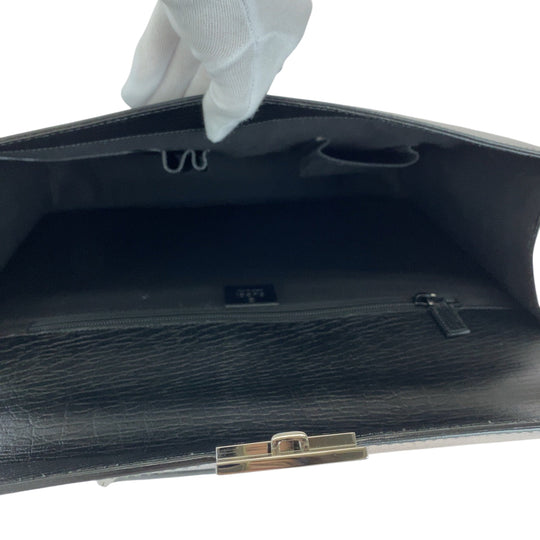 GUCCI Business bag 34044 leather Black SilverMetal Business bag handbag Cinghiale Darres mens Used Authentic