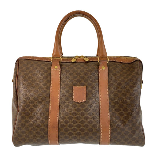 CELINE Handbag PVC, Leather Brown Gold Metal Handbag Boston Duffel bag Macadam Women Used Authentic