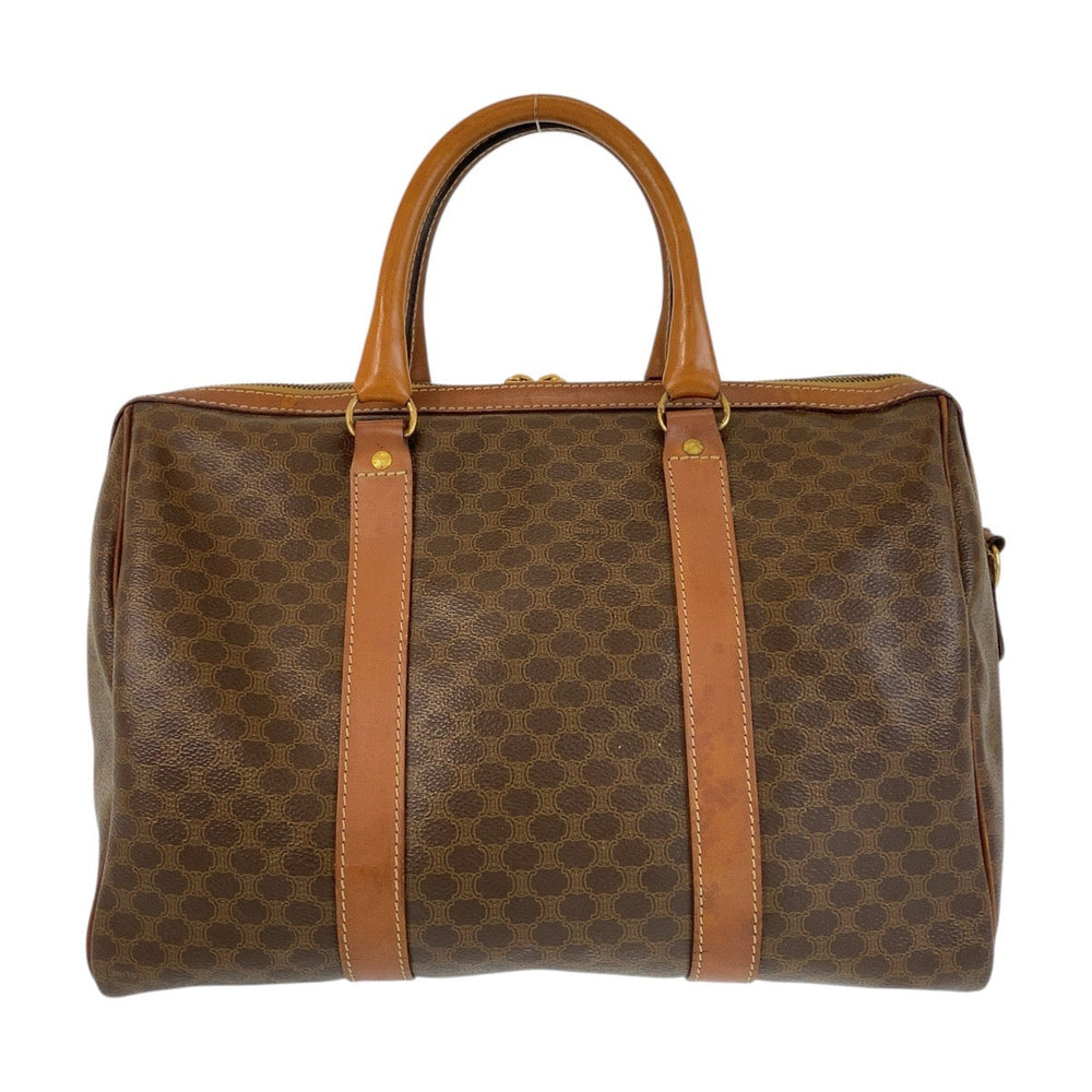 CELINE Handbag PVC, Leather Brown Gold Metal Handbag Boston Duffel bag Macadam Women Used Authentic