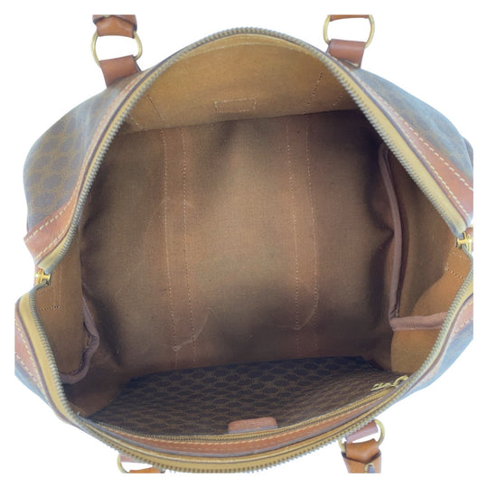 CELINE Handbag PVC, Leather Brown Gold Metal Handbag Boston Duffel bag Macadam Women Used Authentic