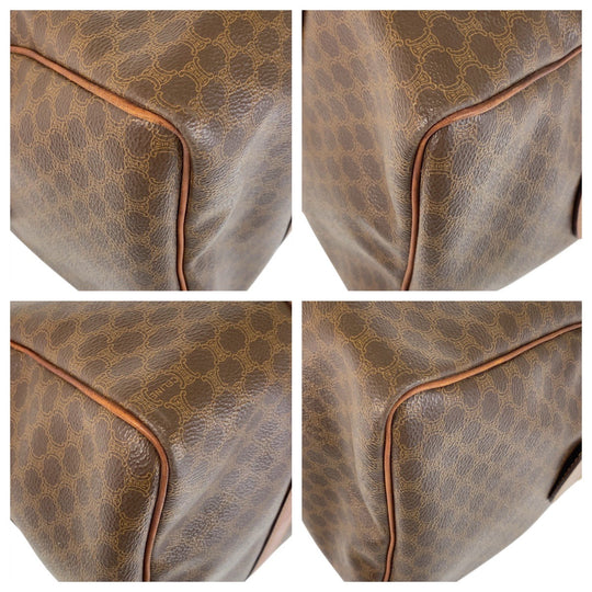 CELINE Handbag PVC, Leather Brown Gold Metal Handbag Boston Duffel bag Macadam Women Used Authentic