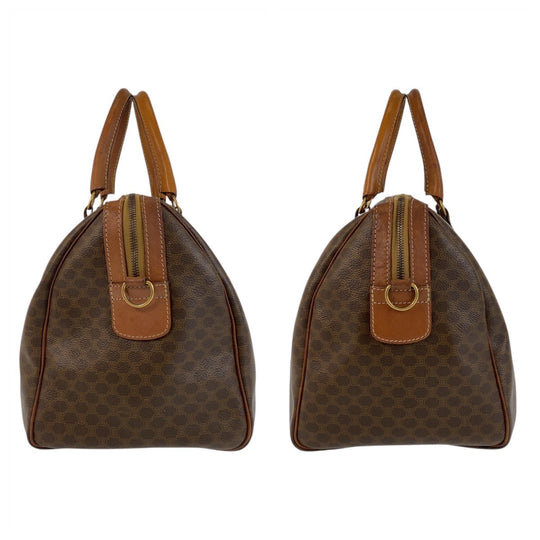 CELINE Handbag PVC, Leather Brown Gold Metal Handbag Boston Duffel bag Macadam Women Used Authentic