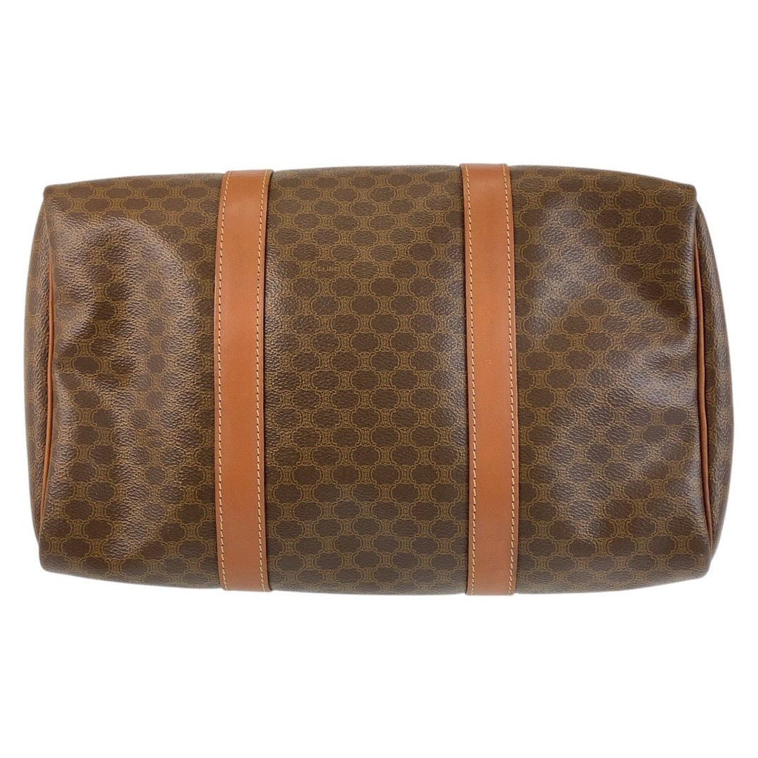 CELINE Handbag PVC, Leather Brown Gold Metal Handbag Boston Duffel bag Macadam Women Used Authentic