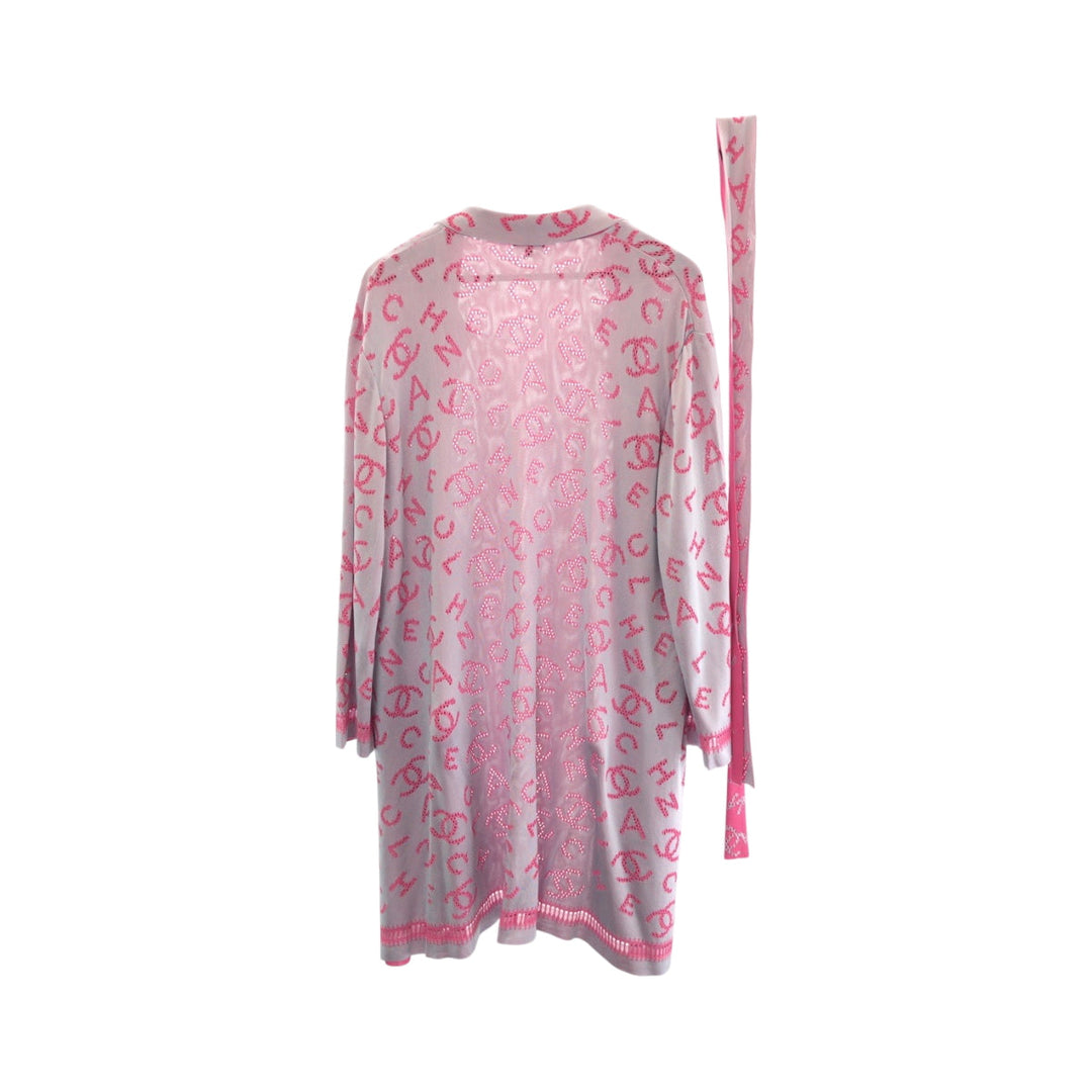 CHANEL cardigan P62933K48495 Rayon pink COCO Mark Women 42 Used Authentic