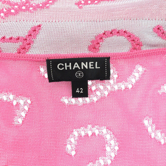 CHANEL cardigan P62933K48495 Rayon pink COCO Mark Women 42 Used Authentic