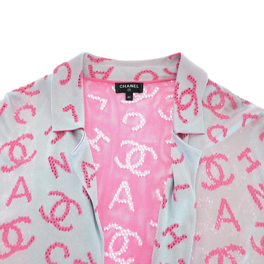 CHANEL cardigan P62933K48495 Rayon pink COCO Mark Women 42 Used Authentic