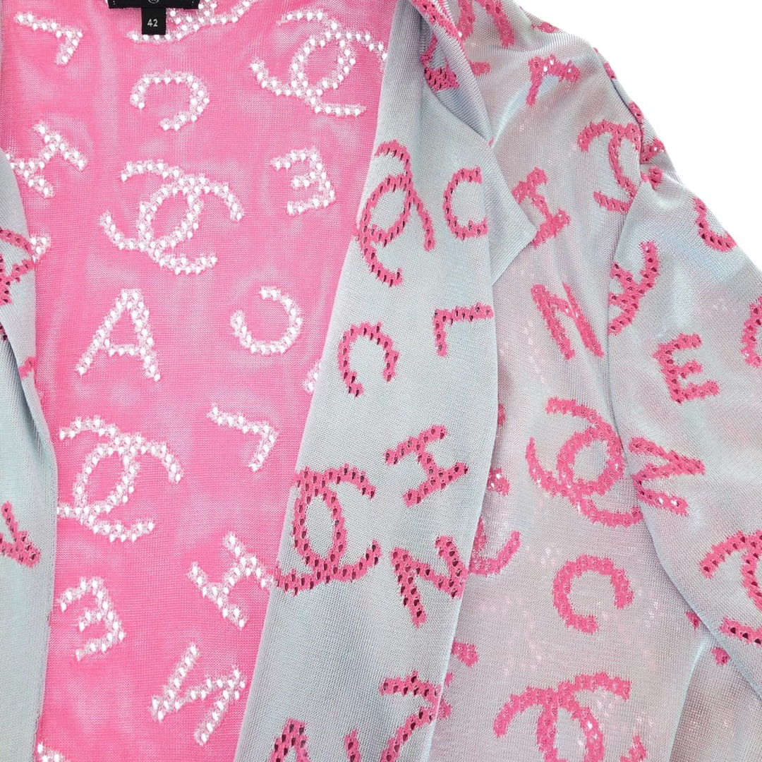CHANEL cardigan P62933K48495 Rayon pink COCO Mark Women 42 Used Authentic