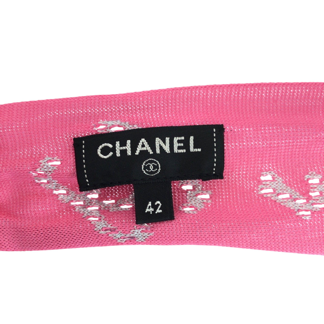CHANEL cardigan P62933K48495 Rayon pink COCO Mark Women 42 Used Authentic