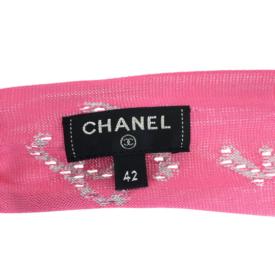 CHANEL cardigan P62933K48495 Rayon pink COCO Mark Women 42 Used Authentic
