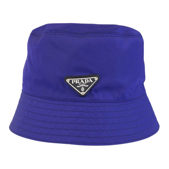 PRADA hat 1HC137 Nylon blue Test Triangle With logo mens L Used Authentic