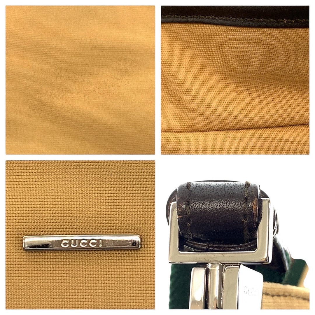 GUCCI Shoulder Bag 001 4306 canvas beige Hobo Shoulder Bag Sherry line Women Used Authentic