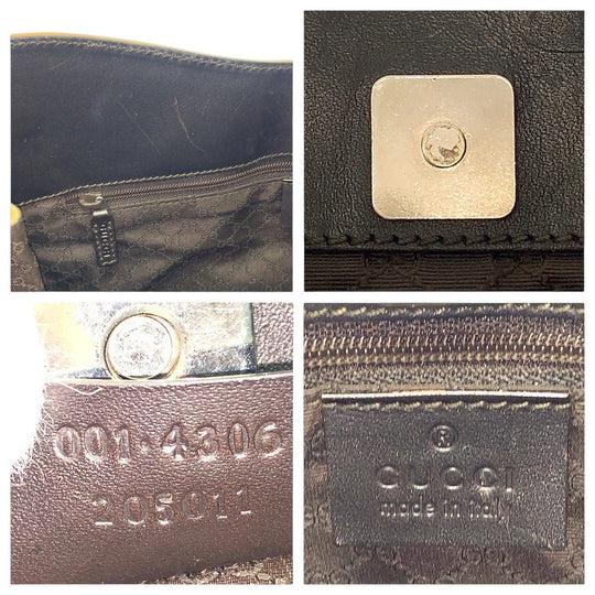 GUCCI Shoulder Bag 001 4306 canvas beige Hobo Shoulder Bag Sherry line Women Used Authentic