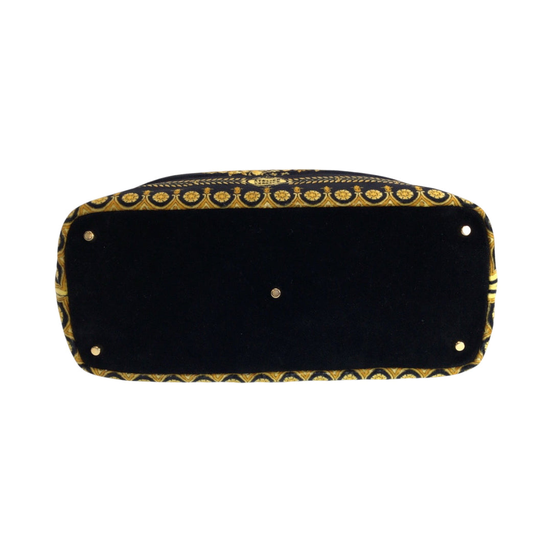 VERSACE Shoulder Bag cotton yellow Baroque Pattern Medusa Women Used Authentic