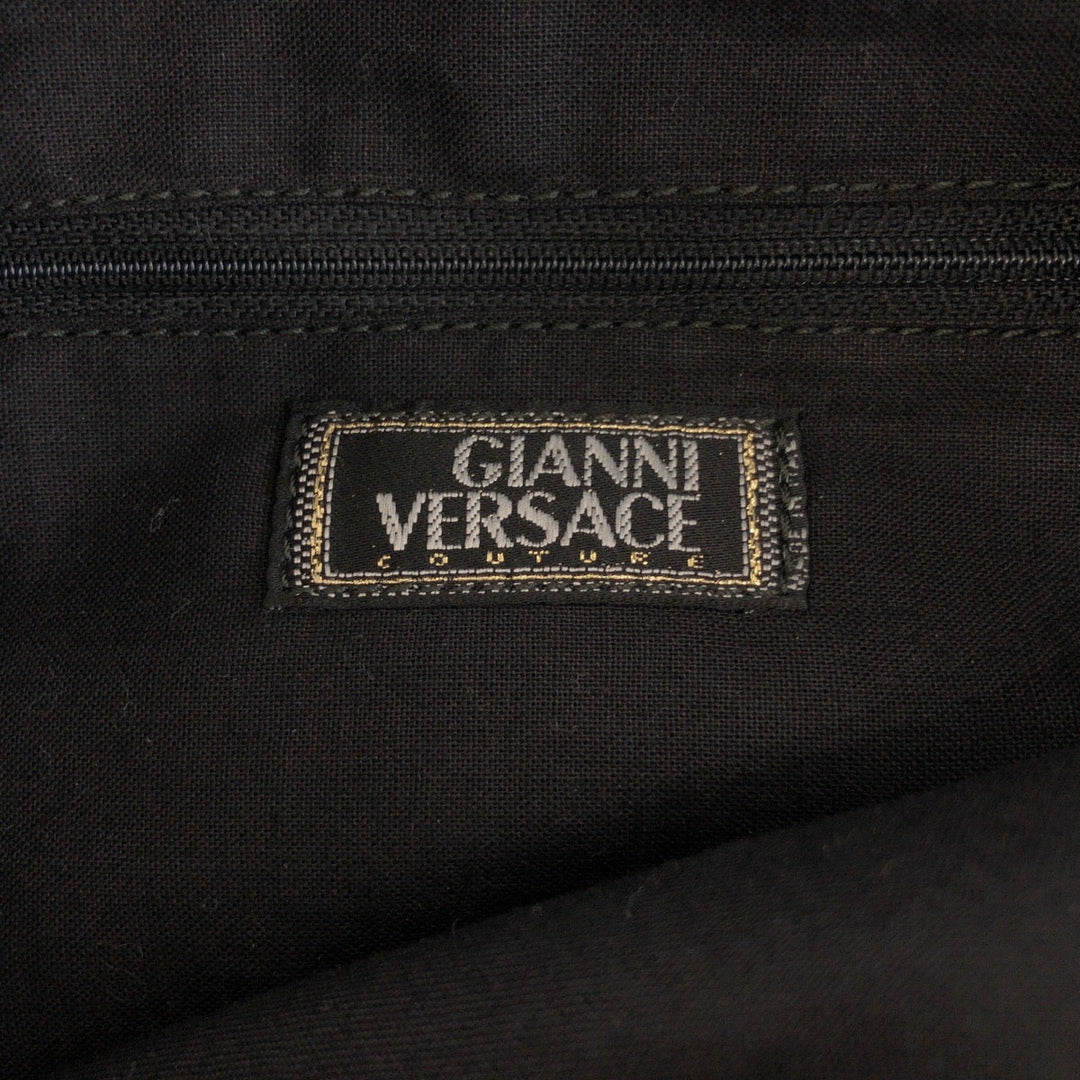 VERSACE Shoulder Bag cotton yellow Baroque Pattern Medusa Women Used Authentic