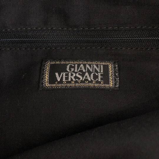 VERSACE Shoulder Bag cotton yellow Baroque Pattern Medusa Women Used Authentic