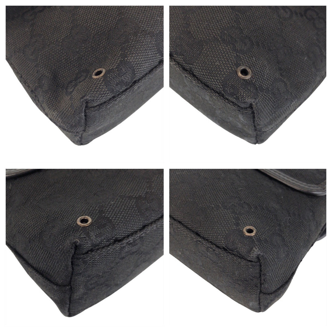 GUCCI Sling bag 92543 GG canvas Black SilverMetal Sling bag Bum bag Women Used Authentic