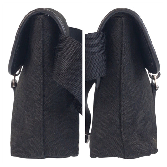 GUCCI Sling bag 92543 GG canvas Black SilverMetal Sling bag Bum bag Women Used Authentic