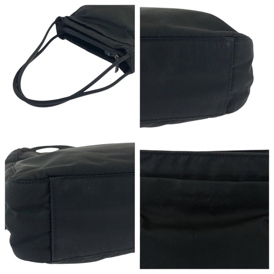 PRADA Tote Bag Nylon Black SilverMetal Test Triangle With logo