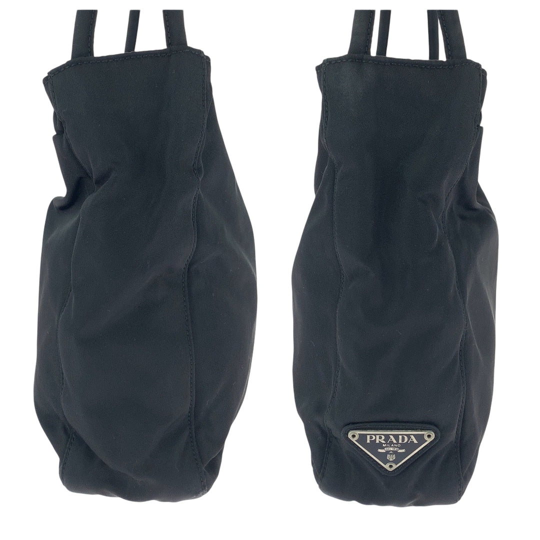 PRADA Tote Bag Nylon Black SilverMetal Test Triangle With logo