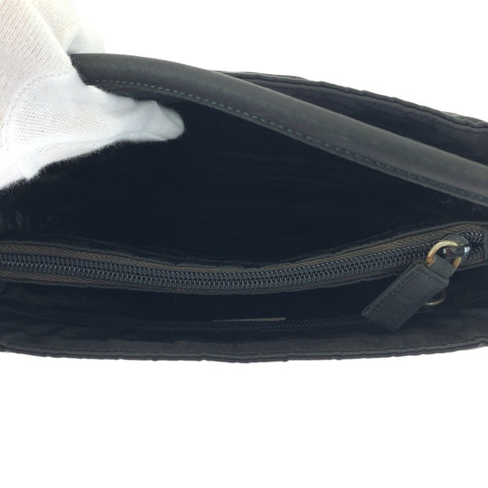 PRADA Tote Bag Nylon Black SilverMetal Test Triangle With logo