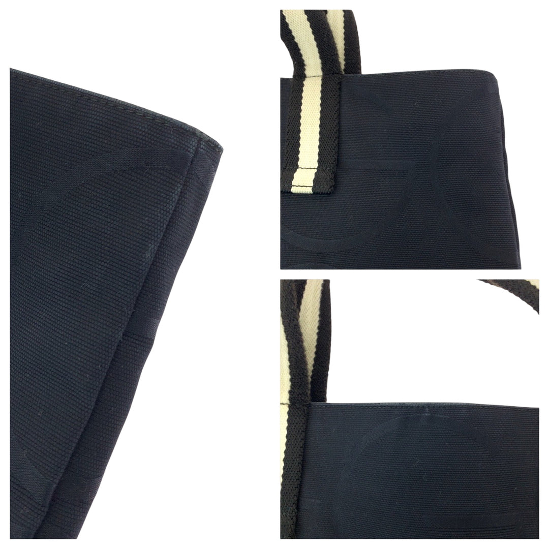GUCCI Tote Bag 123439 canvas black black white Tote Bag Shoulder Bag G logo Women Used Authentic