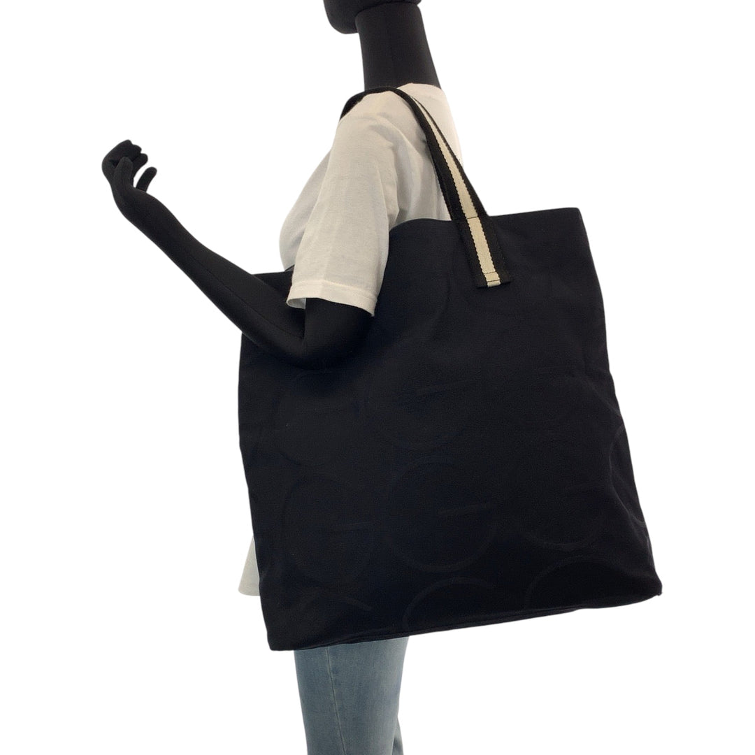 GUCCI Tote Bag 123439 canvas black black white Tote Bag Shoulder Bag G logo Women Used Authentic