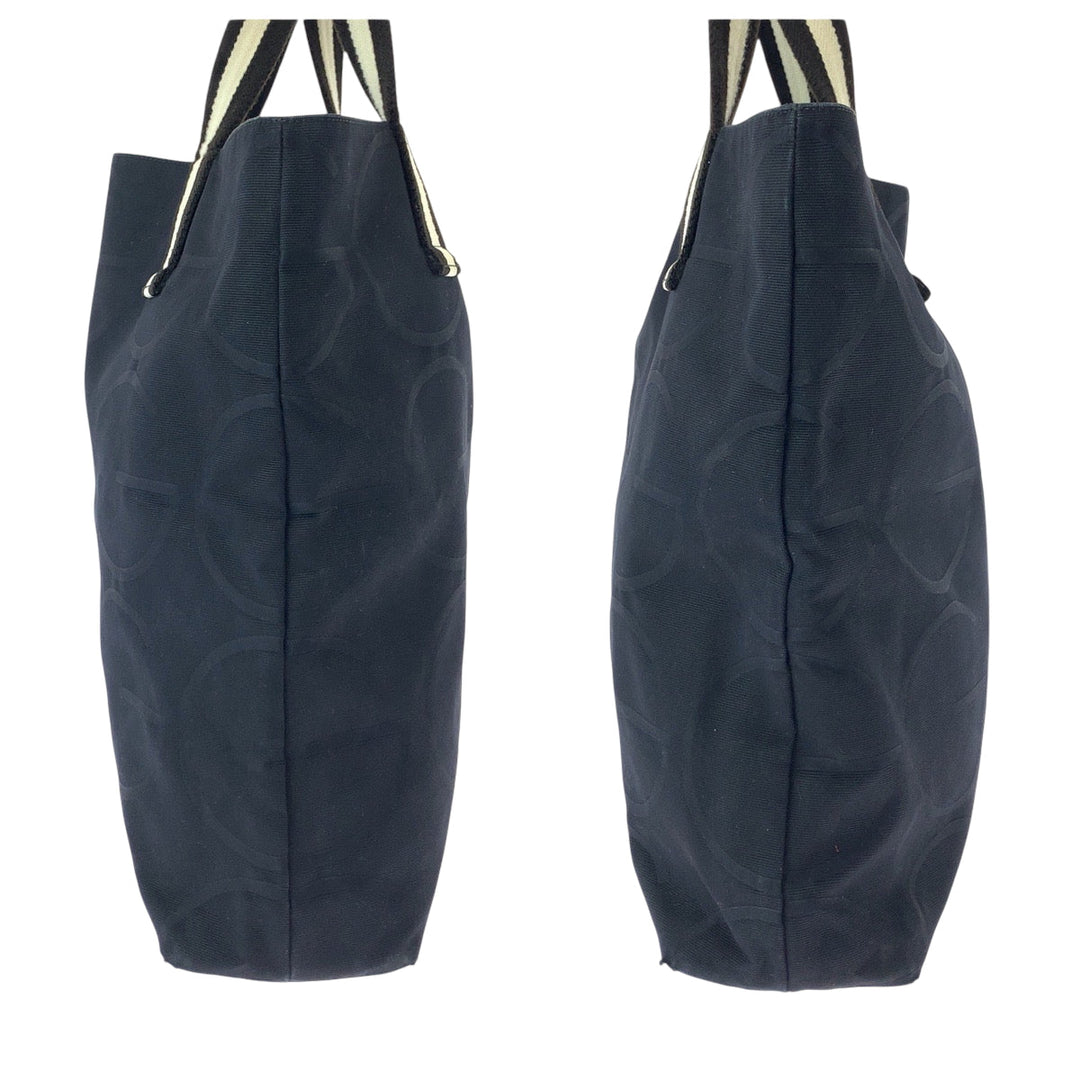 GUCCI Tote Bag 123439 canvas black black white Tote Bag Shoulder Bag G logo Women Used Authentic